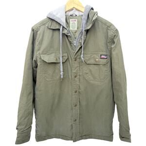 Dickies Mens Hooded Work Jacket Green Insulated Button Front